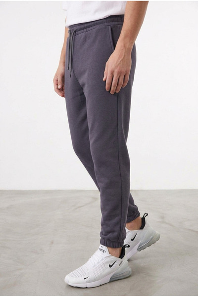 ELAFRO Men's Dark Smoked 3-Thread Fleece-Lined Elastic Leg Jogger Cotton Swea...