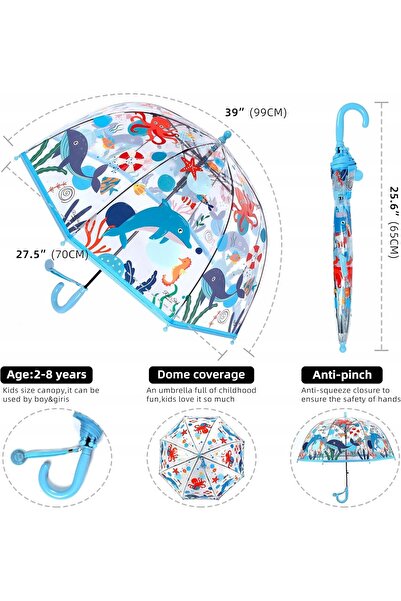 NO BRAND Umbrelă Copil Transparent Clopot Delfin