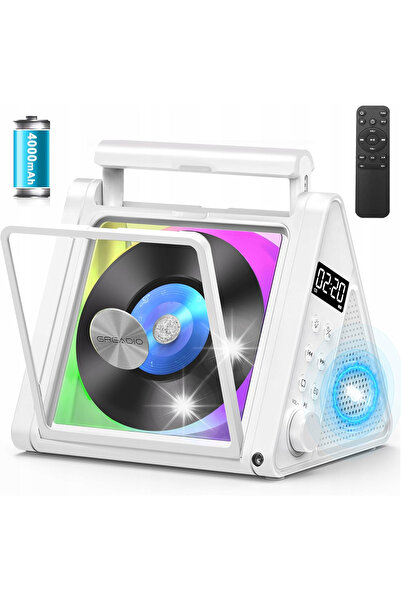 NO BRAND Player CD Bluetooth portabil radio FM discman difuzoare MP3 RGB 6 cu...