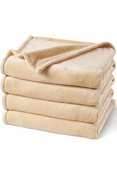 NO BRAND Pătură fleece 220 x 240 cm phf p ultra moale bej deschis pled