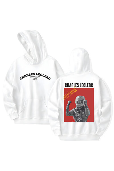 STİL-X Charles Leclerc Printed Cotton Long Sleeve Hooded Sweatshirt with 3 Th...