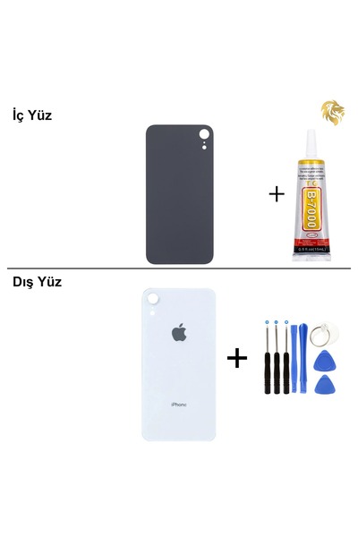 ARSKİNG iPhone XR Beyaz Arka Kapak Arka Cam Batarya Kapağı Lazer Kesim Kapak ...