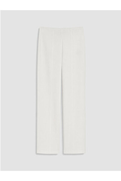 LC Waikiki White Soft Touch Women's Trousers with Elastic Waist