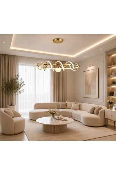 OSC HOME led avize YEMEK MASASI 3 ayrı ışık yanma özelliğine sahip SARI kasa
