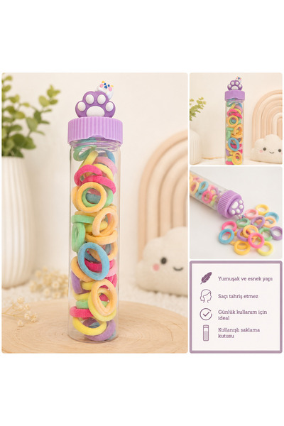 ADEN BEBEK AKSESUARLARI Set of 40 Girls' Baby Hair Elastics Soft Mini Towel C...