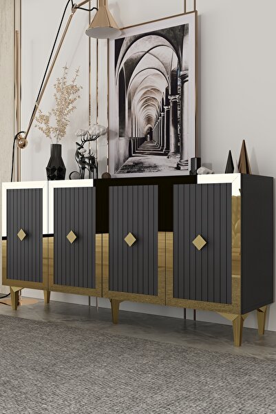 Dekortis Home Dekor 150DHDK4AA LİNA LAZER PLEKSİ DESEN KONSOL ve TV SEHPASI, ...