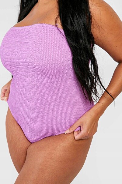 NO BRAND Costum de baie textură violetă, întreg, Boohoo 48