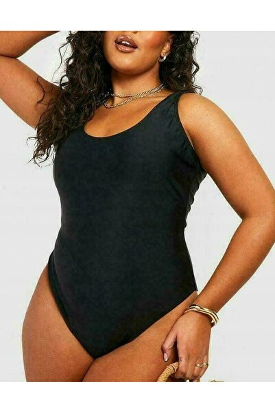 NO BRAND Costum de baie întreg, neted, negru clasic, Boohoo 44