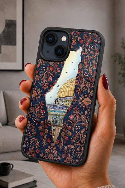 BGAKSESUAR iPhone 13 Mini Uyumlu Filistin Desenli Kamera Korumalı Darbelere D...