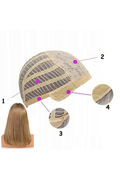 NO BRAND Perucă de damă, lungime medie, păr brun-blond, cu breton, 40cm