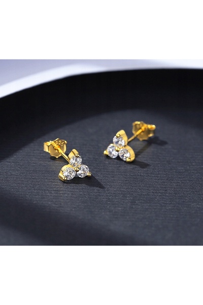 NO BRAND Cercei de aur, argint 925, cu zirconiu cubic, tip știft, pentru femei.