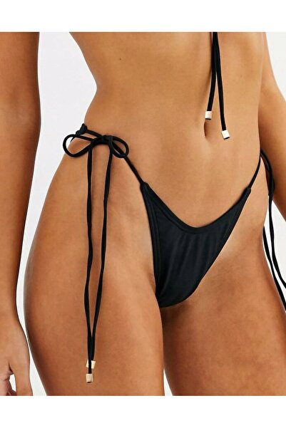NO BRAND Slip tanga clasic negru, tip bikini, cu prindere prin șnur, South Be...