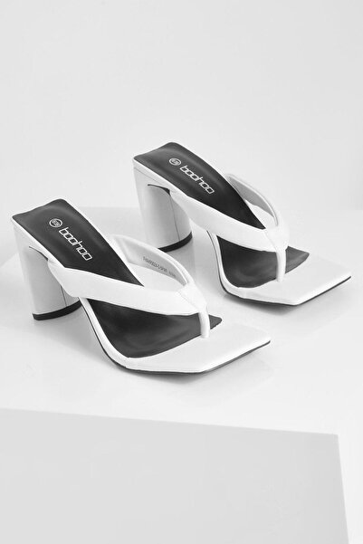 NO BRAND Șlapi albi cu toc, japonezi, Boohoo 38