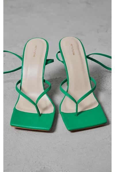 NO BRAND Sandale verzi cu toc stiletto, cu barete deschise, mărimea 40.