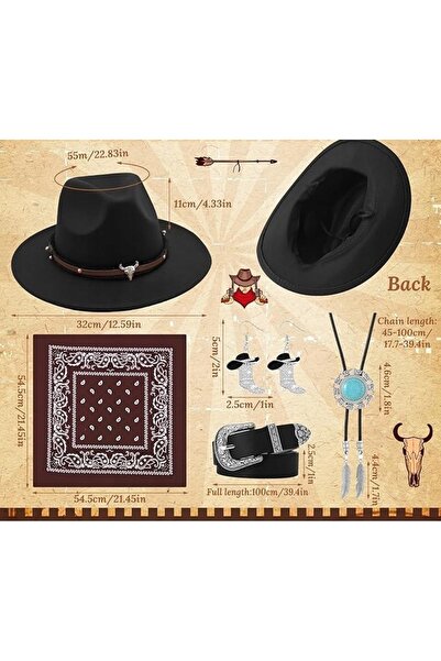 NO BRAND Costum de cowboy, Vestul Sălbatic, cowgirl, femei, set cu pălărie ti...