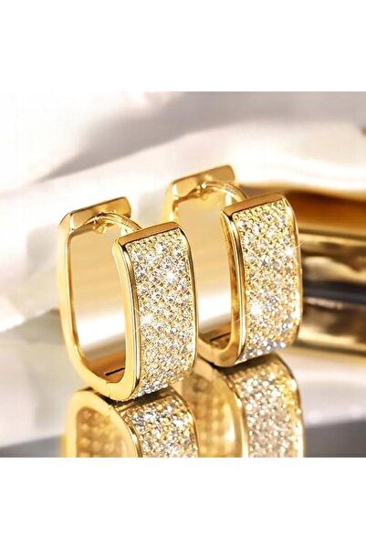 NO BRAND Cercei de damă din aur de 14K, mici, groși, din argint cu zirconiu.