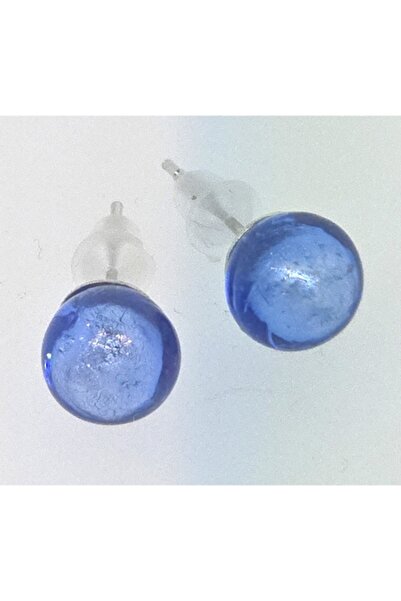OEM Cercei din sticlă de Murano cu folie de argint, 8mm, antialergici, albaștri