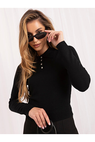 Italy Moda Pulover Dama Maneca lunga, Elegant, ITALY MODA, Negru Eleganta Office