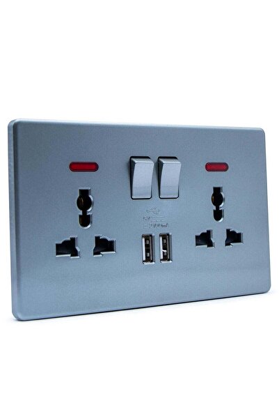 Duravel Double Wall Socket with USB Ports and LED Indicators, 2100mA Charging...