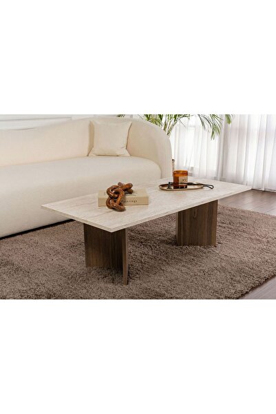 Rani Mobilya Rani Home Orta Sehpa Traverten - Venedik Cevizi 119 Cm AB-5365