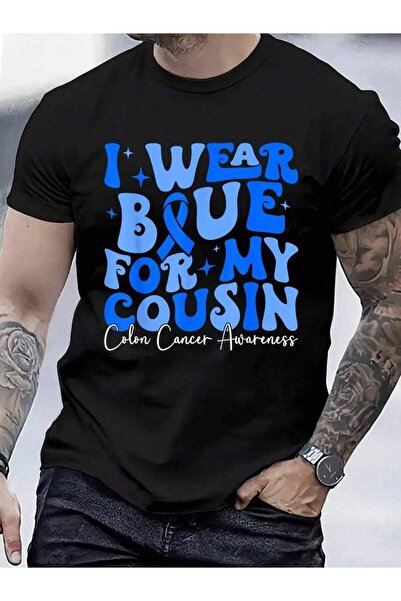 45 BPM تي شيرت I Wear Blue For My Cousin CRC Awareness Warrior مصنوع من القطن...