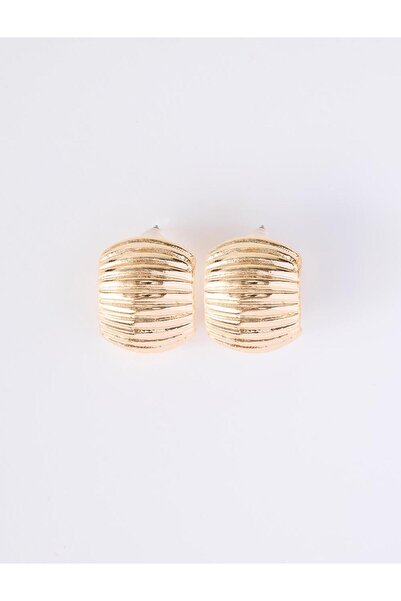 Jimmy Key Gold Color Curved Serrated Half Hoop Earrings