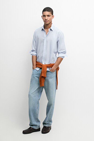 Massimo Dutti %100 Pamuklu regular fit pötikareli gömlek