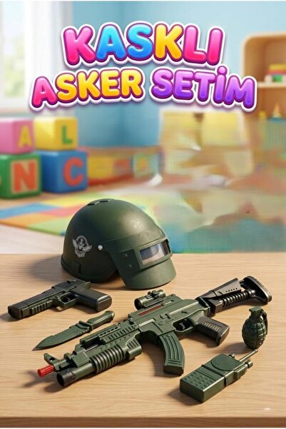 Tıfıl Toys Kasklı Asker Setim Sesli Işıkllı 7 Parçalı Aksiyon Dolu Askeri Oyu...