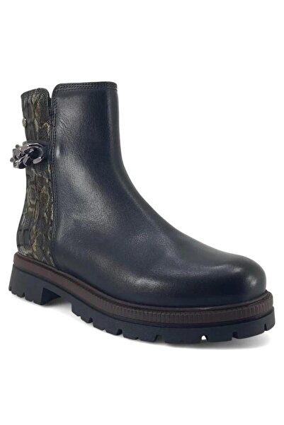 Mammamia 4240 Genuine Leather Daily Women's Boots-Black