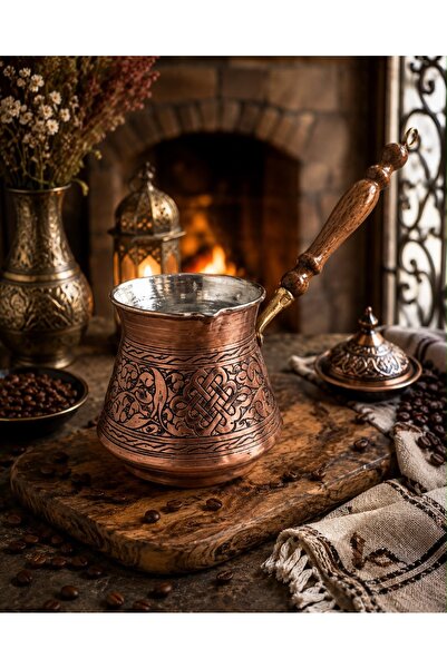 BARITCIOGLU Copper Coffee Pot with Engraving for 8 Cups