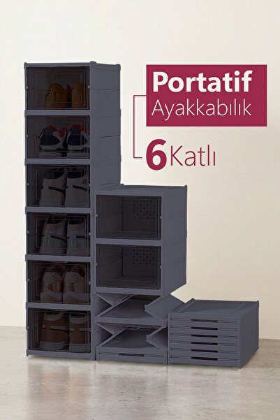 Trend Maison Portatif Plastik 6 Katlı Katlanabilir Ayakkabılık Ayakkabı Düzen...