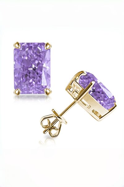 MEETMAY 18K Gold Plated S925 Silver Radiant Cut Earrings - 4ct 8x10mm Crushed...