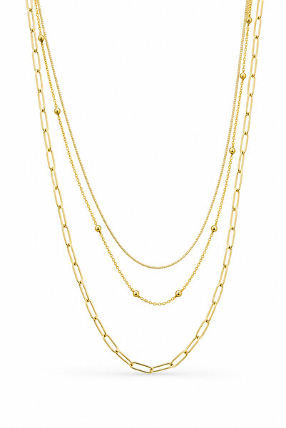Jack Ferrero Stylish Layered Yellow Chain and Ball Detailed Bijoux Necklace Set