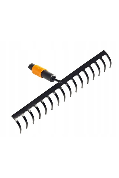 FiSKARS Greblă de grădină lată, metalică, pentru frunze și iarbă, cu cap QuikFit