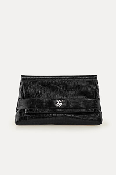 Ted Baker Siyah Kemer Detay Kroko El Portföyü