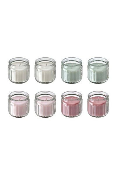 IKEA HÖKGÖK 8-Piece Assorted Scented Glass Candle Set – Vanilla, Red Berry, A...