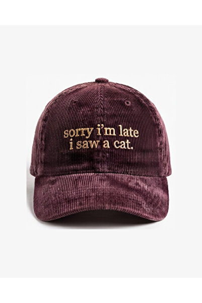 Tresore "Sorry I'M Late I Saw Cat" Embroidered Velvet Hat / "I'M Sorry I'M La...