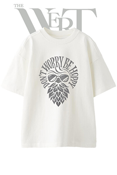 THEWERT Μπλουζάκι Hop Beard με στάμπα, Unisex, λευκό, oversized