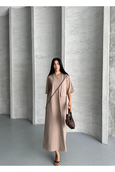 Defa collectıon Cepli Oversize Basic Midi Elbise