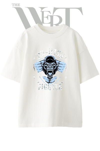THEWERT Jiu Jitsu Gorilla Design T-shirt sa printom, unisex, bela, velika vel...