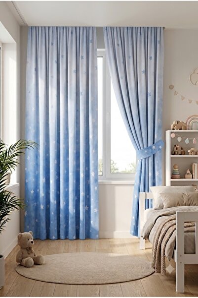 TOLLY PAW 2 Winged Baby Kids Room Background Curtain Patterned Decorative Dig...