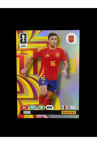 Panini بطاقة FWC 26 لكأس العالم رودري - إسبانيا - أيكون- هولو كارد رقم 444