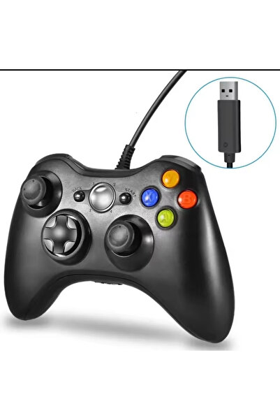 Genel Markalar Kablolu joystick siyah Xbox 360 uyumlu hızlı şarj destekli bluetoothsuz garantisiz