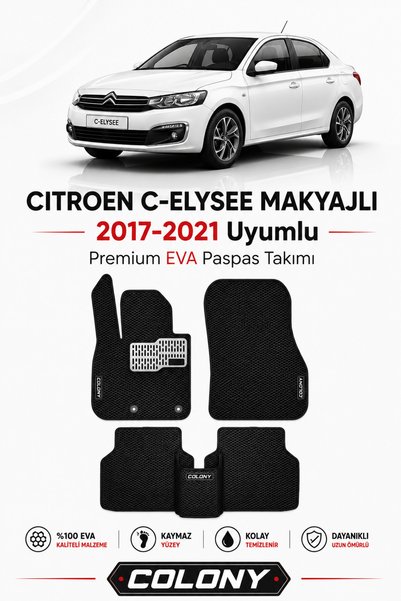 COLONY Citroen C-Ellysee Uyumlu EVA Paspas Tam Set–Araca Özel,Kolay Montaj,Su...