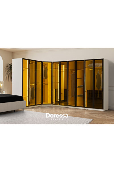 Doressa Living Flen Full Reflekte Camlı Köşe Gardırop