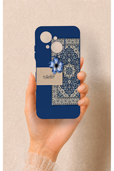 Vip Case Tecno Spark Go1 Uyumlu Mavi Etnik Halı Desenli Silikon Kılıf