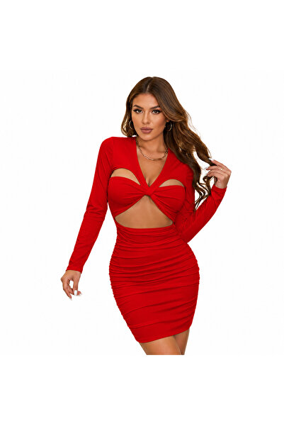 Generic Brand Rochie eleganta dama, Mini, cu decupaje, Manecă lunga, Croiala ...