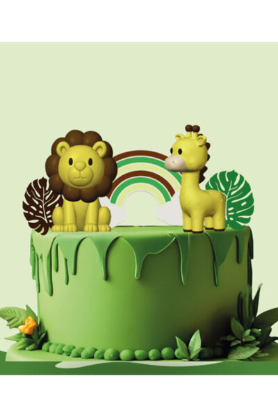aşkın concept Pasta Üstü Dekor 3D Plastik Safari Hayvanlar Süs Figür 5 Parça
