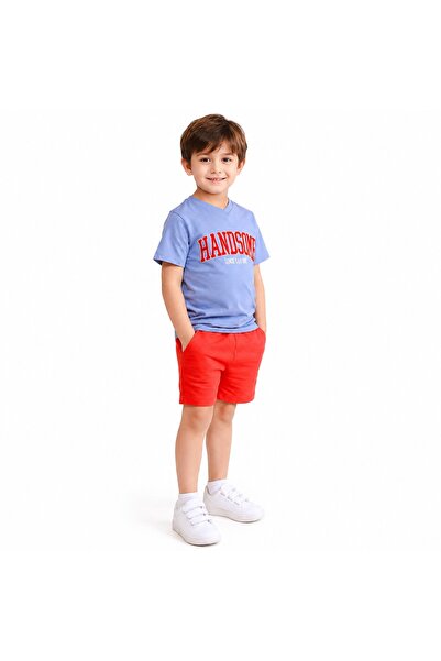 PALM PEANUTS Boys 2-Piece Cotton T-Shirt & Shorts Set – Blue Graphic Tee with...