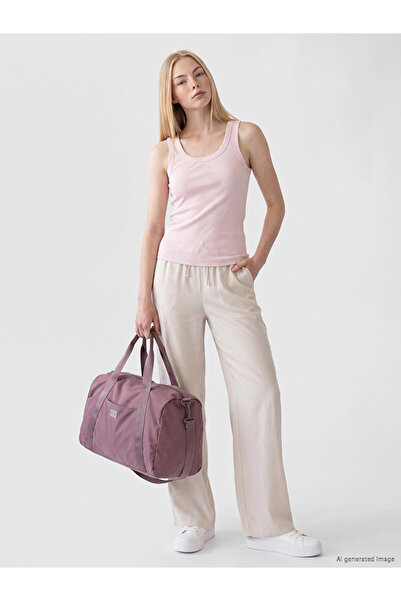 LC Waikiki Beige Elastic Waist Modal Blend Women's Trousers